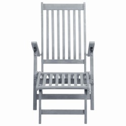 Chaise longue d'extérieur avec repose-pied Délavage gris Acacia 538671538671