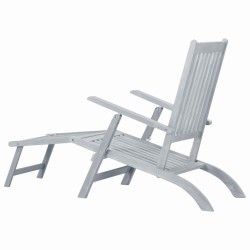 Chaise longue d'extérieur avec repose-pied Délavage gris Acacia 538671538671