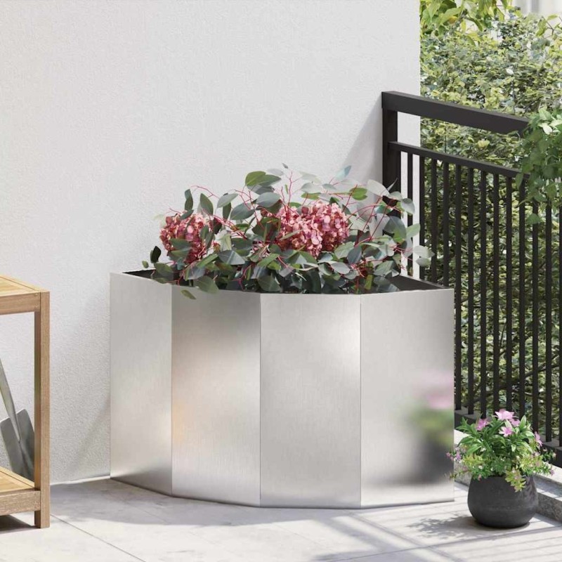 Jardinière d'Angle Argent 60 x 60 x 50 cm Acier inoxydable 538680538680