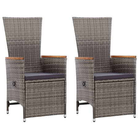 Chaise inclinable de jardin 2pc et coussins Résine tressée Gris 538695538695