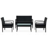 Salon de jardin 4 pcs avec coussins Résine tressée Noir 538698538698