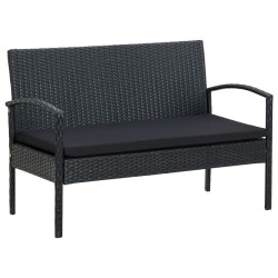 Salon de jardin 4 pcs avec coussins Résine tressée Noir 538698538698