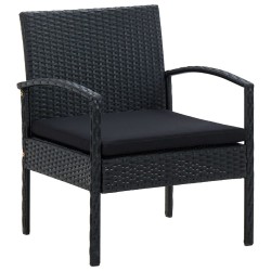Salon de jardin 4 pcs avec coussins Résine tressée Noir 538698538698