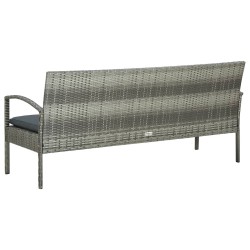 Canapé de jardin à 3 places avec coussin Gris Résine tressée 538717538717