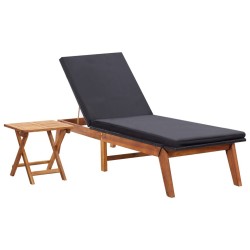 Chaise longue avec table Résine tressée et bois d'acacia massif 538721538721
