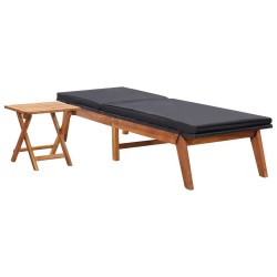 Chaise longue avec table Résine tressée et bois d'acacia massif 538721538721