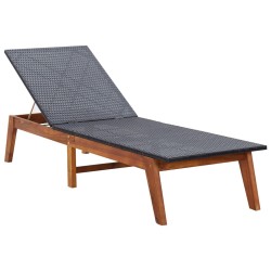 Chaise longue avec table Résine tressée et bois d'acacia massif 538721538721