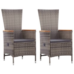 Chaises d'extérieur lot de 2 avec coussins Résine tressée Gris 538725538725