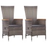 Chaises d'extérieur lot de 2 avec coussins Résine tressée Gris 538725538725