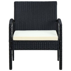Chaise de jardin avec coussin Résine tressée Noir 538733538733