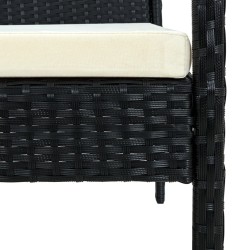 Chaise de jardin avec coussin Résine tressée Noir 538733538733