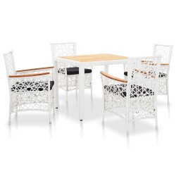 Salon de jardin 5 pcs résine tressée blanc 538737538737