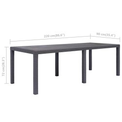 Table de jardin Marron 220x90x72 cm Plastique Aspect de rotin 538746538746