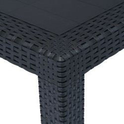 Table de jardin Anthracite 220x90x72 cm Plastique Aspect rotin 538748538748