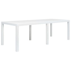 Table de jardin Blanc 220x90x72 cm Plastique Aspect de rotin 538749538749