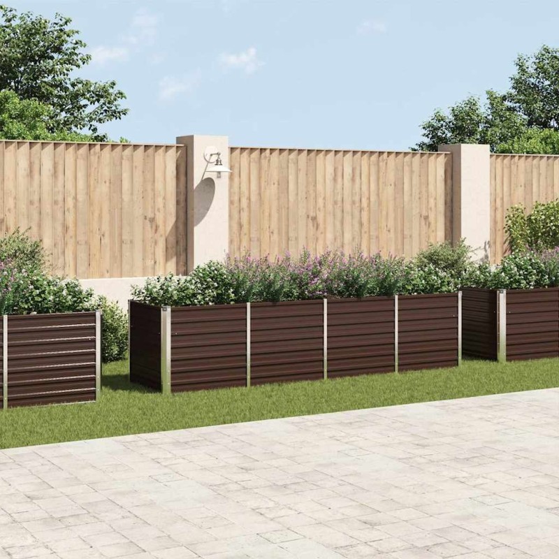 Lit surélevé de jardin Marron 320x80x77 cm Acier galvanisé 538757538757