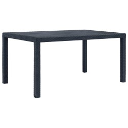 Table de jardin Anthracite 150x90x72 cm Plastique Aspect rotin 538763538763