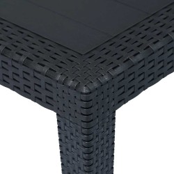 Table de jardin Anthracite 150x90x72 cm Plastique Aspect rotin 538763538763