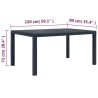Table de jardin Anthracite 150x90x72 cm Plastique Aspect rotin 538763538763