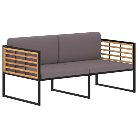 Banc de jardin avec coussins 136 cm Bois d'acacia Gris foncé 538768538768