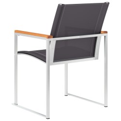 Chaises de jardin lot de 4 Textilène et acier inoxydable Gris 538772538772
