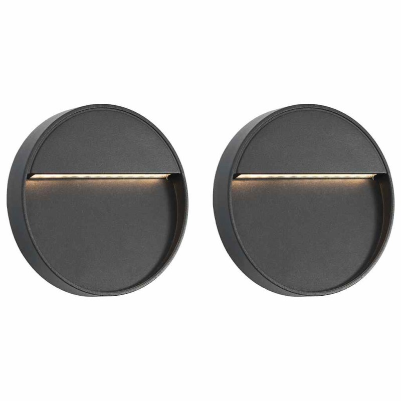 Appliques murales à LED d'extérieur 2 pcs 3 W Noir Rond 538779538779