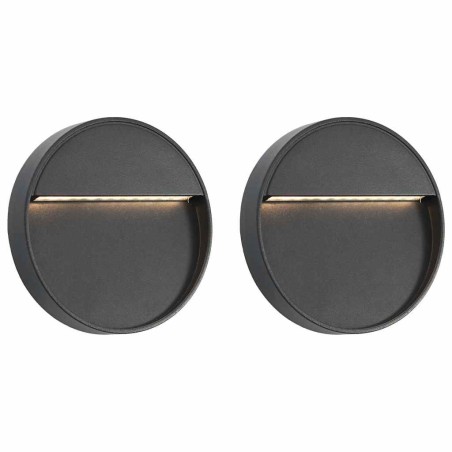 Appliques murales à LED d'extérieur 2 pcs 3 W Noir Rond 538779538779