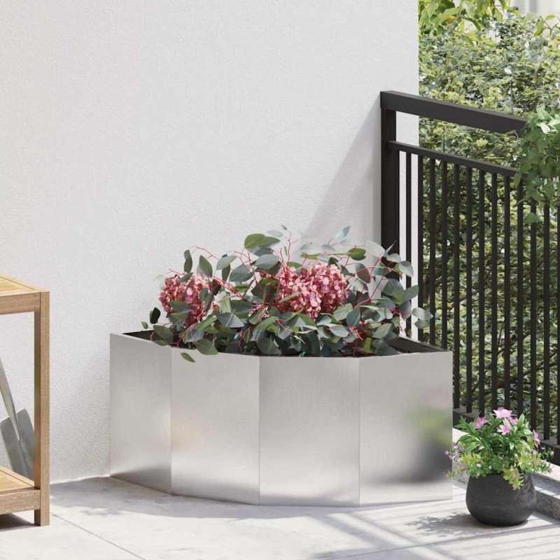 Jardinière d'Angle Argent 60 x 60 x 35 cm Acier inoxydable 538787538787
