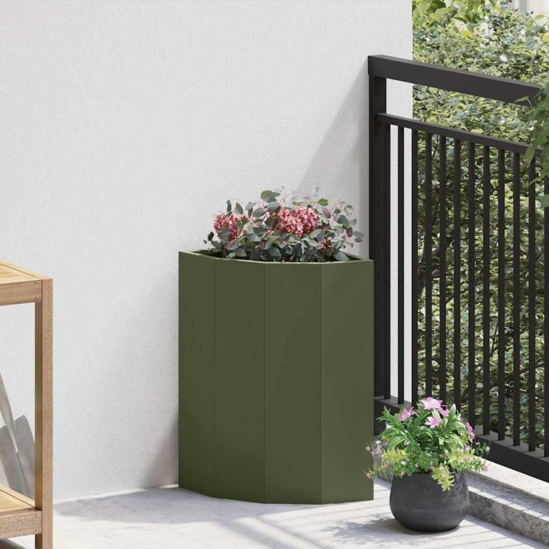 Jardinière d'Angle Vert olive 30 x 30 x 50 cm Acier 538793538793