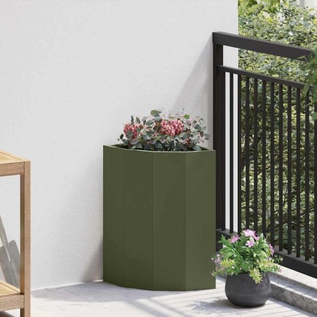 Jardinière d'Angle Vert olive 30 x 30 x 50 cm Acier 538793538793