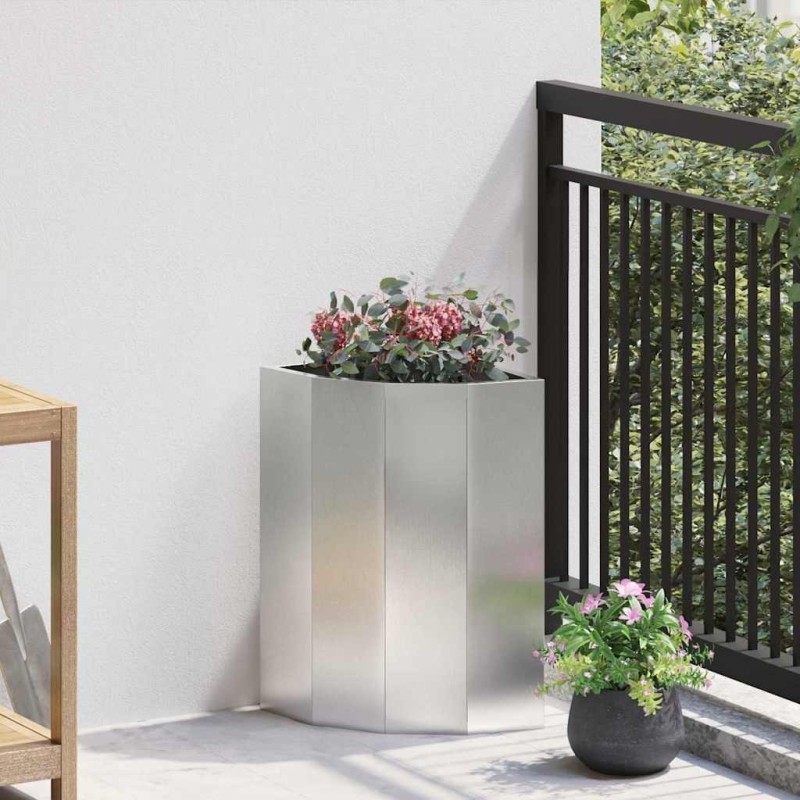 Jardinière d'Angle Argent 30 x 30 x 50 cm Acier inoxydable 538794538794