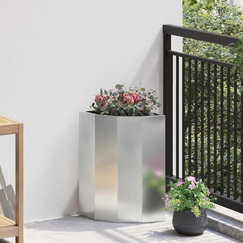 Jardinière d'Angle Argent 30 x 30 x 50 cm Acier galvanisé 538795538795