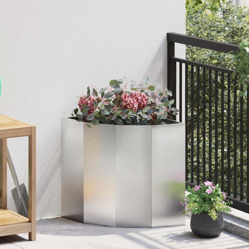 Jardinière d'Angle Argent 45 x 45 x 50 cm Acier inoxydable 538826538826