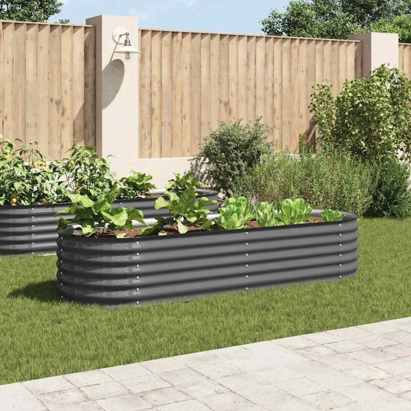 Lit surélevé de jardin 240x80x44 cm Acier galvanisé Gris 538828538828