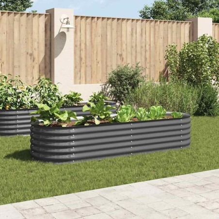 Lit surélevé de jardin 240x80x44 cm Acier galvanisé Gris 538828538828