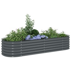 Lit surélevé de jardin 240x80x44 cm Acier galvanisé Gris 538828538828