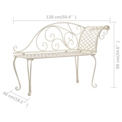 Chaise longue de jardin 128 cm Métal Antique Blanc 538859538859