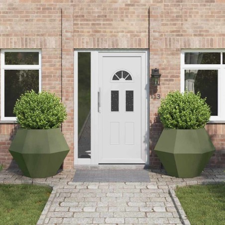 Jardinière 2 pcs Vert olive 100 x 100 x 80 cm Acier 538896538896