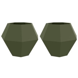 Jardinière 2 pcs Vert olive 100 x 100 x 80 cm Acier 538896538896