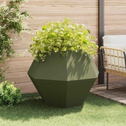 Jardinière 2 pcs Vert olive 100 x 100 x 80 cm Acier 538896538896