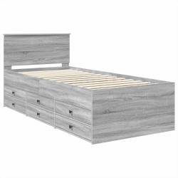 Lit d'appoint Gris Sonoma et noir 90 x 200 cm Bois d'ingénierie 540900540900