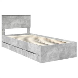 Cadre de lit avec tiroir Gris béton 90 x 190 cm Bois Ingénierie 540926540926