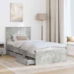 Cadre de lit Gris béton 100 x 200 cm Bois Ingénierie 540929540929