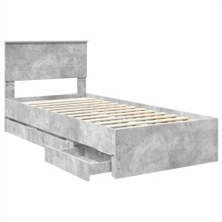 Cadre de lit Gris béton 100 x 200 cm Bois Ingénierie 540929540929