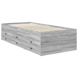 Lit d'appoint Gris Sonoma et noir 90 x 190 cm Bois d'ingénierie 540935540935