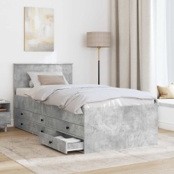 Lit d'appoint Gris béton et noir 100 x 200 cm Bois d'ingénierie 540942540942