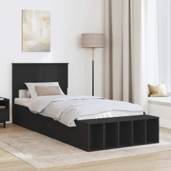 Cadre de lit avec étagère Noir 90 x 190 cm Bois d'ingénierie 540949540949