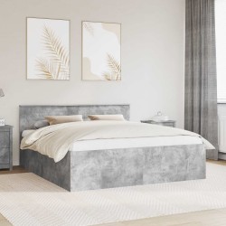 Cadre de lit Gris béton 200 x 200 cm Bois d'ingénierie 540994540994