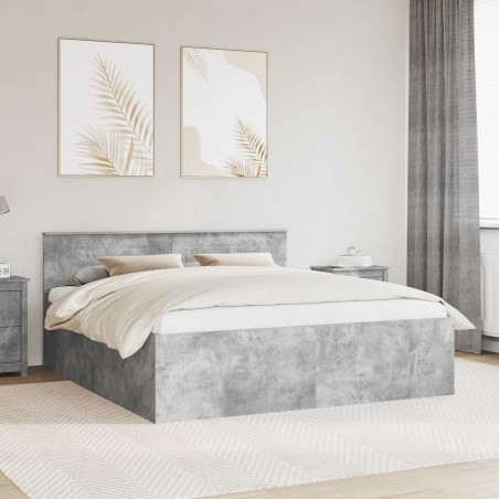 Cadre de lit Gris béton 200 x 200 cm Bois d'ingénierie 540994540994