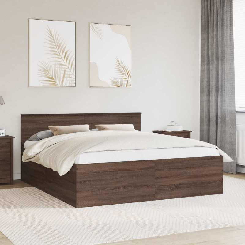 Cadre de lit Chêne brun 200 x 200 cm Bois d'ingénierie 540996540996